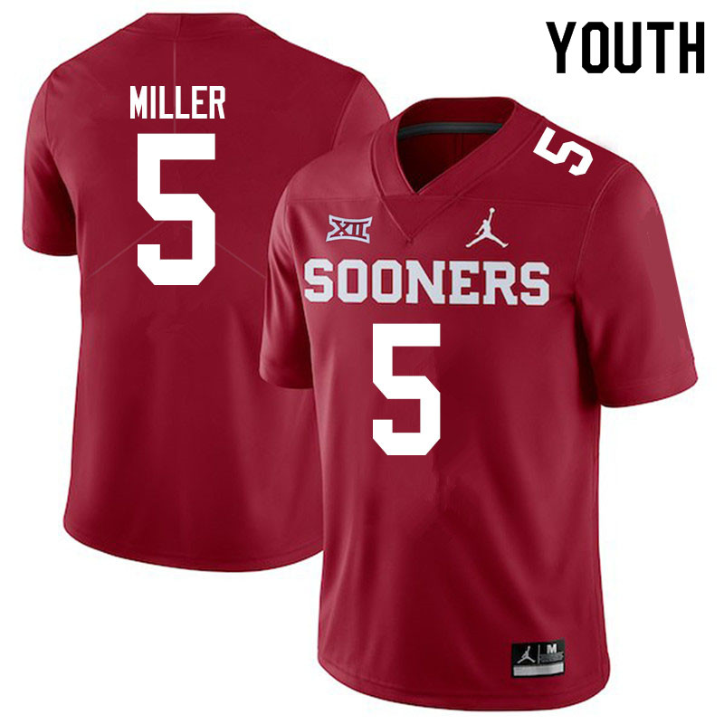 Youth #5 A.D. Miller Oklahoma Sooners Jordan Brand College Football Jerseys Sale-Crimson - Click Image to Close